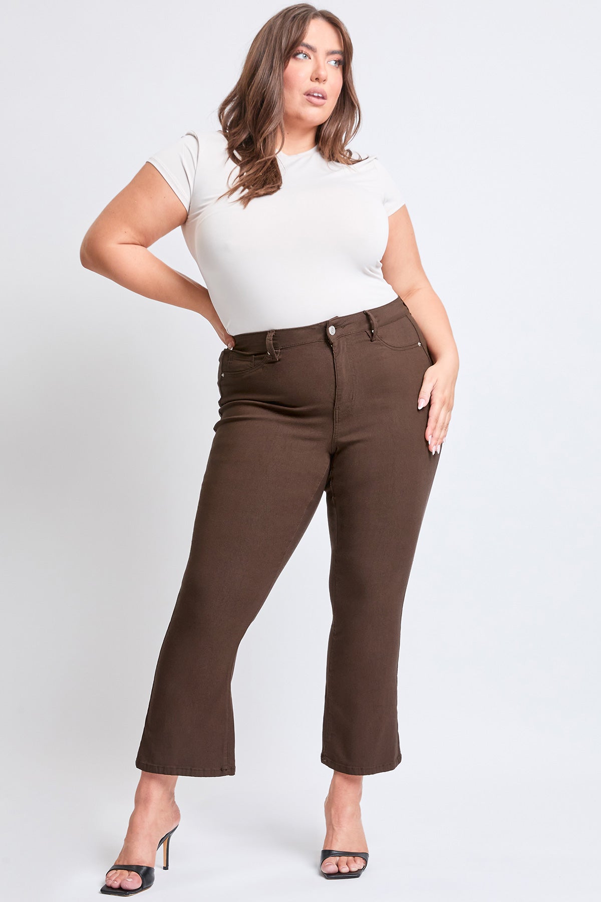 Women's Plus Hyperstretch Cropped Kick Flare Pants YMI JEANS